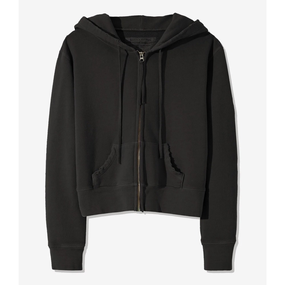 Nili Lotan washed Black  Callie Hoodie Zip Up Medium oversized